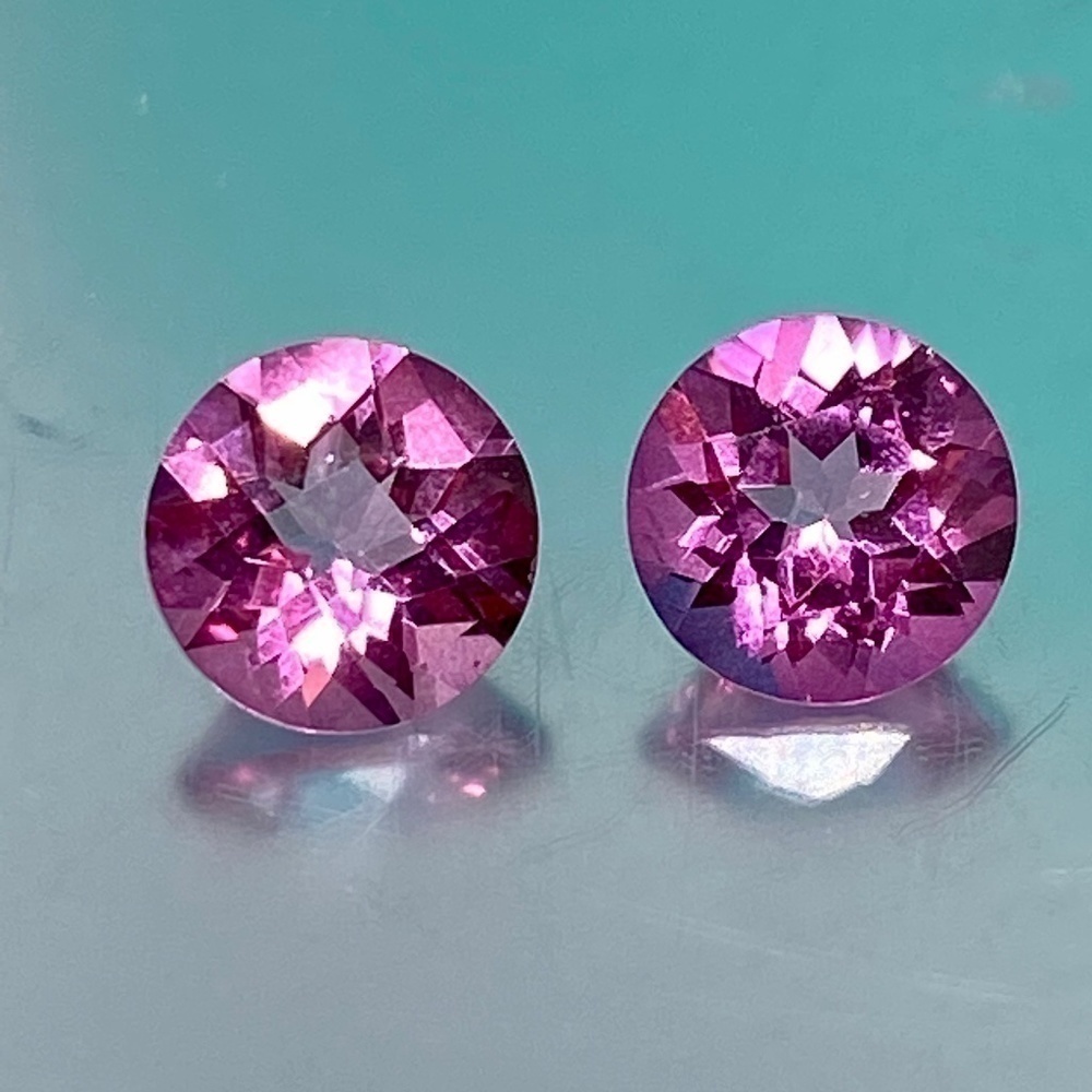 NATURAL Loose 8mm Pink Topaz 4.5 Carats Checkerboard Cut.